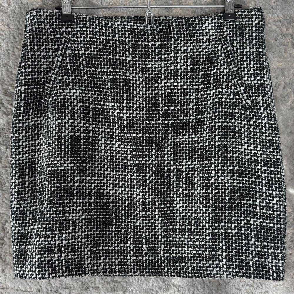 INC International Concepts Size 8 A Line Mini Skirt White Black Zip Lined‎